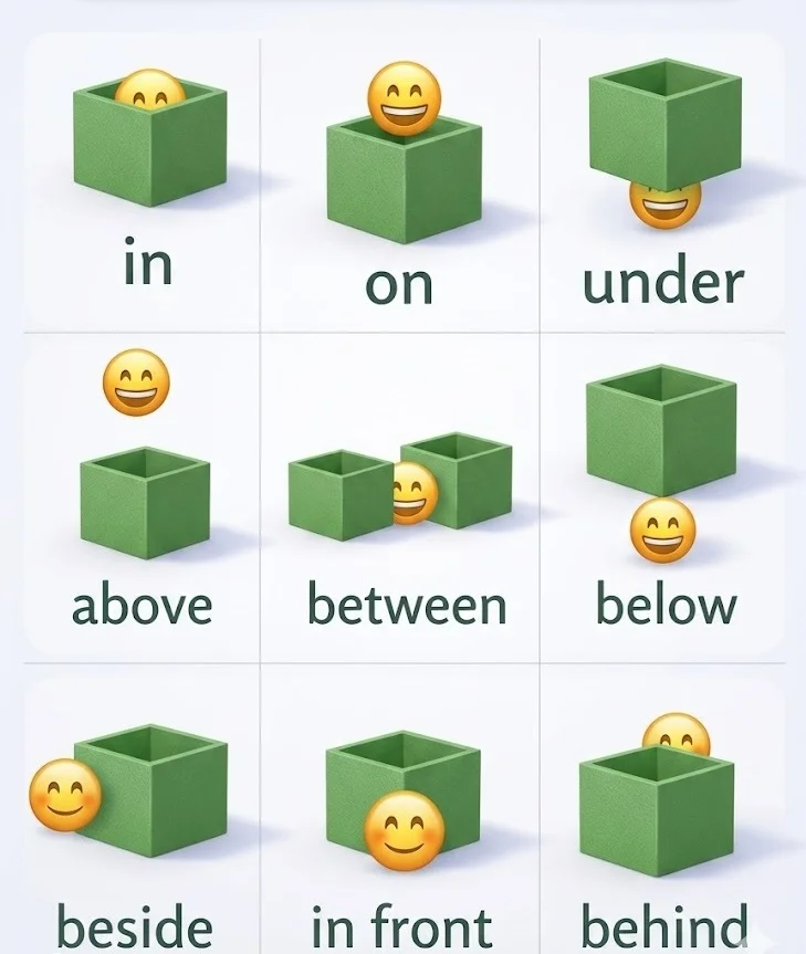 English dictionary - prepositions of place