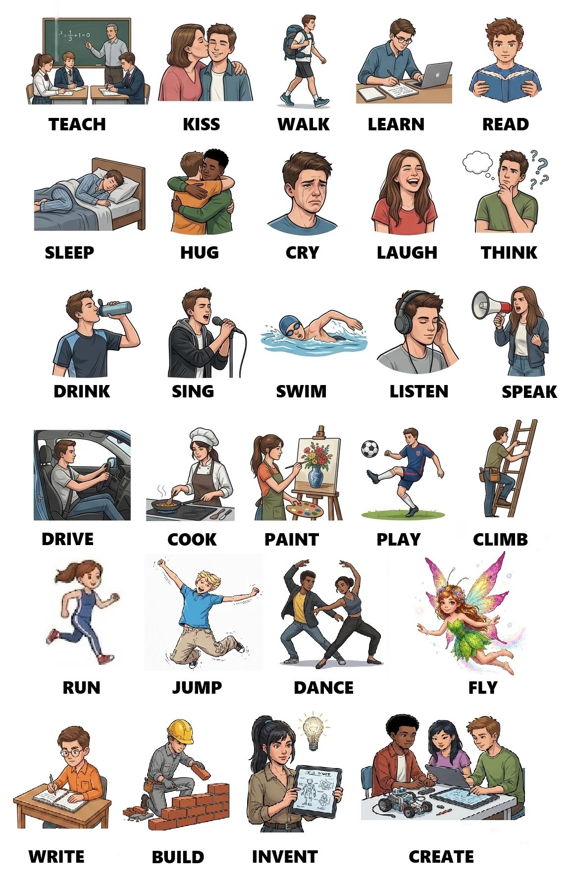 English dictionary - Action verbs