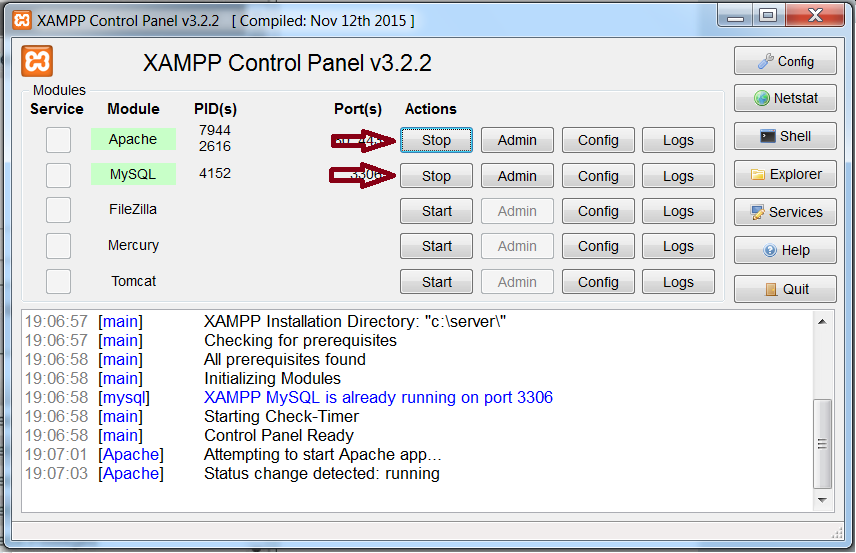 start XAMPP
