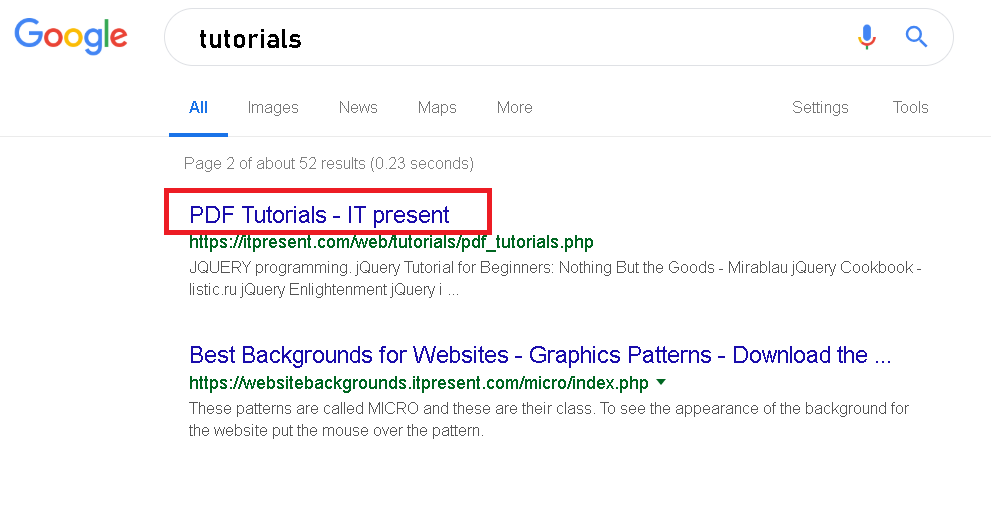 title web page on google search